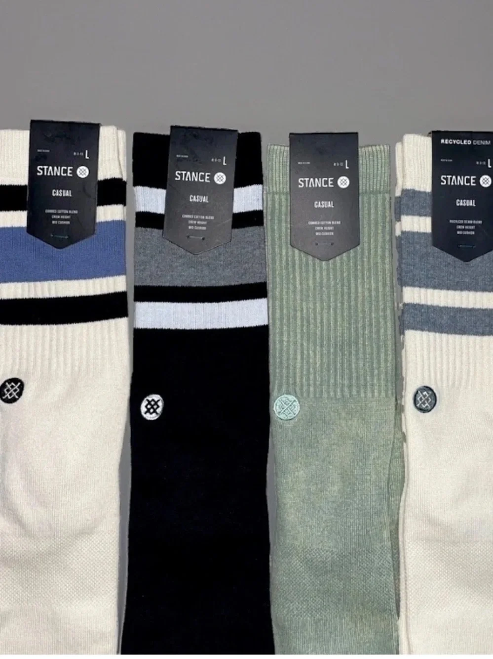 Stance Men's Crew Socks Size Large Stripes / Icon NWT